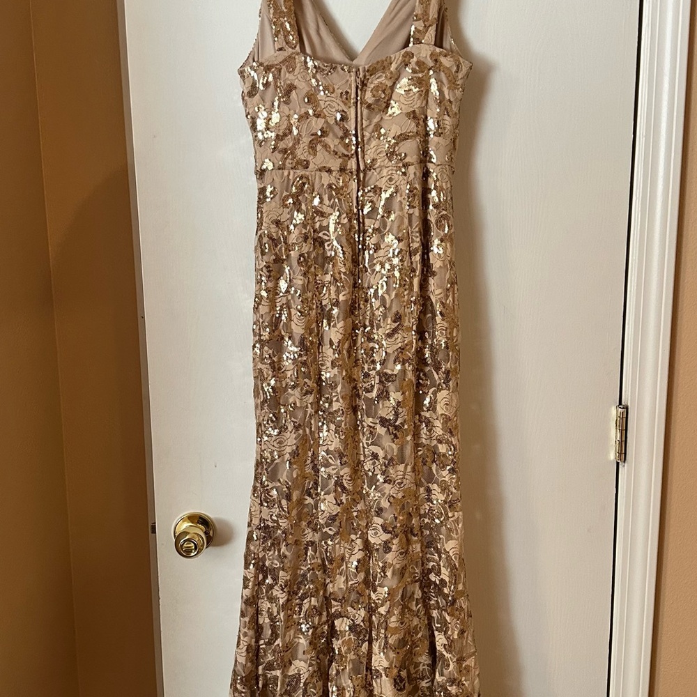 Macy's Shimmering Gold Maxi Dress - Picture 2 of 2